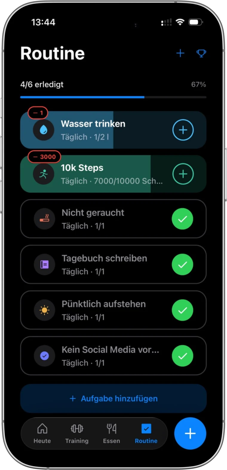 Routinen-Ansicht von Next Self